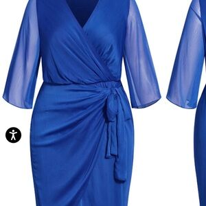Elegant Blue Wrap Dress